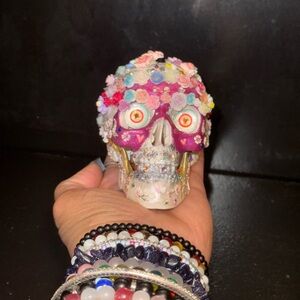 Floral Decorated Skull with Pink and White Accents